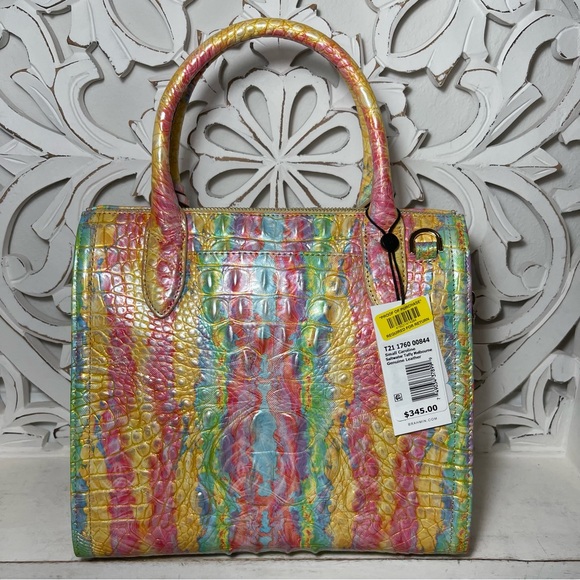 SOLD Brahmin Saltwater Taffy Small Caroline Satchel Pink Green Yellow Purple - Picture 5 of 9